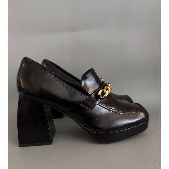 Dream Pairs Loafer Platform Heel Patent Black Gold Chain Dark Academia Women 10 - Picture 1 of 8